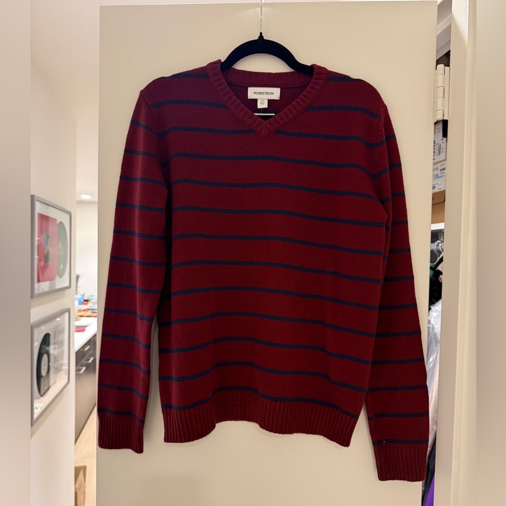 NWT Men's Red Striped Sweater SIZE XXL